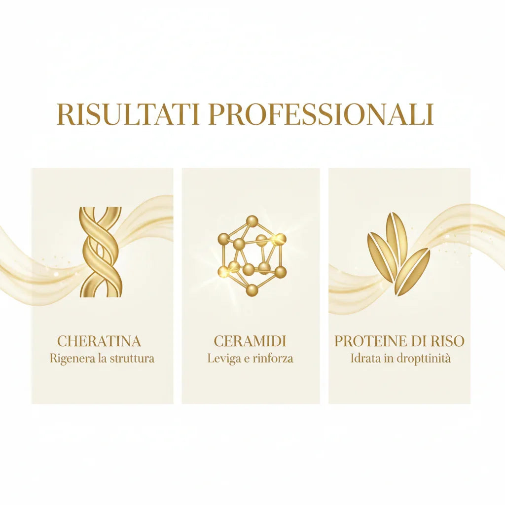 Infografica ingredienti Super Cheratina - Cheratina Ceramidi Proteine di Riso