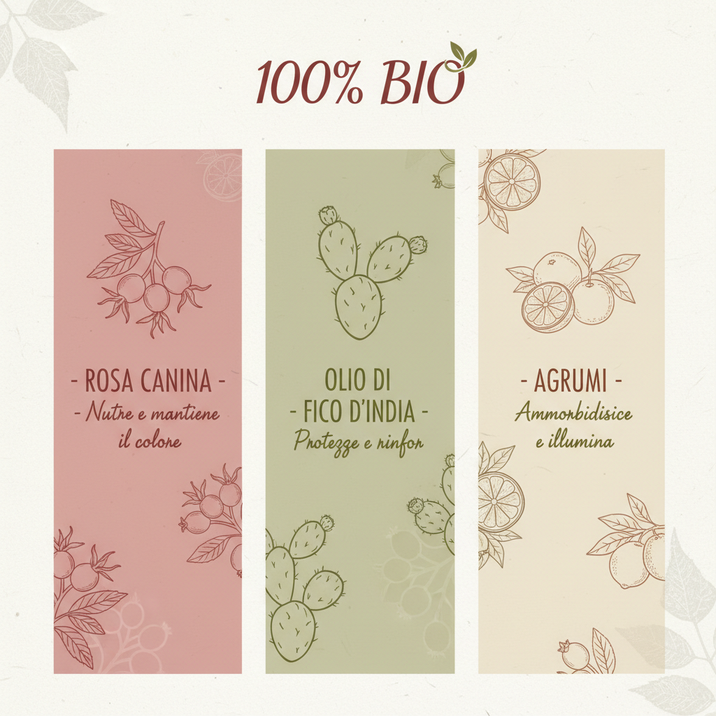 Infografica ingredienti naturali Kit DiksoNatura Colorati - Rosa Canina Fico d'India Agrumi 100% Bio