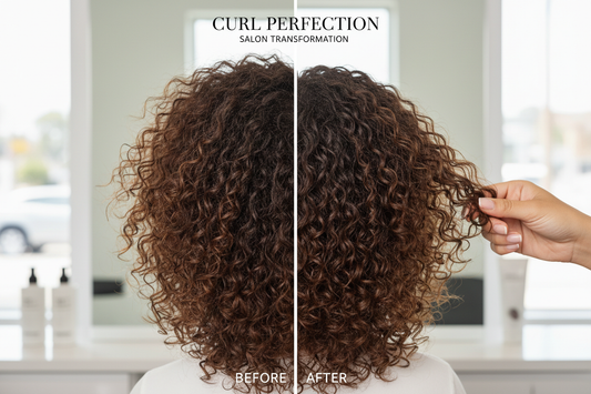 Prima e dopo maschera ricci - trasformazione da ricci crespi a perfettamente definiti