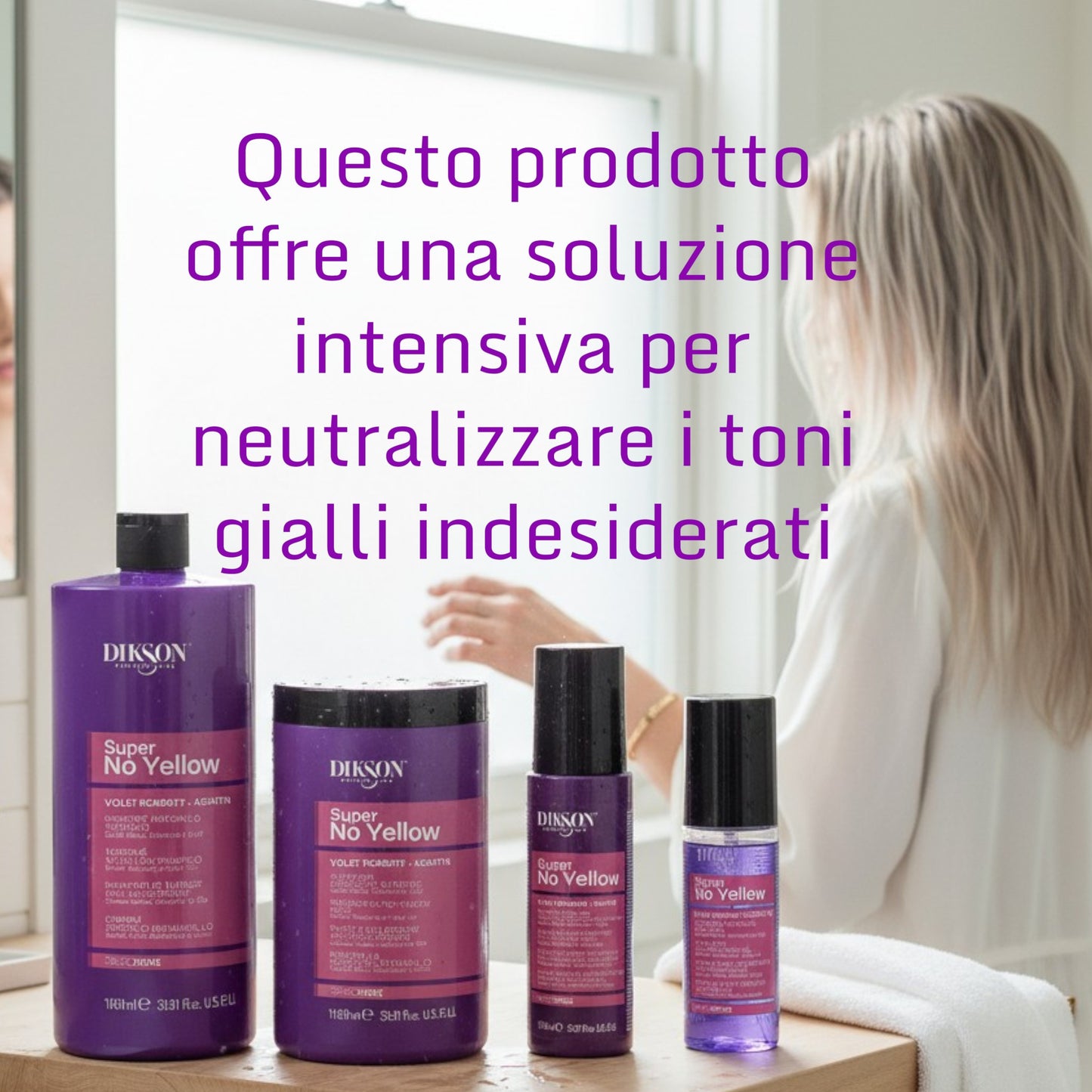 DIKSON Prime Super No Yellow Kit - Trattamento Antigiallo per Capelli Biondi e Decolorati
