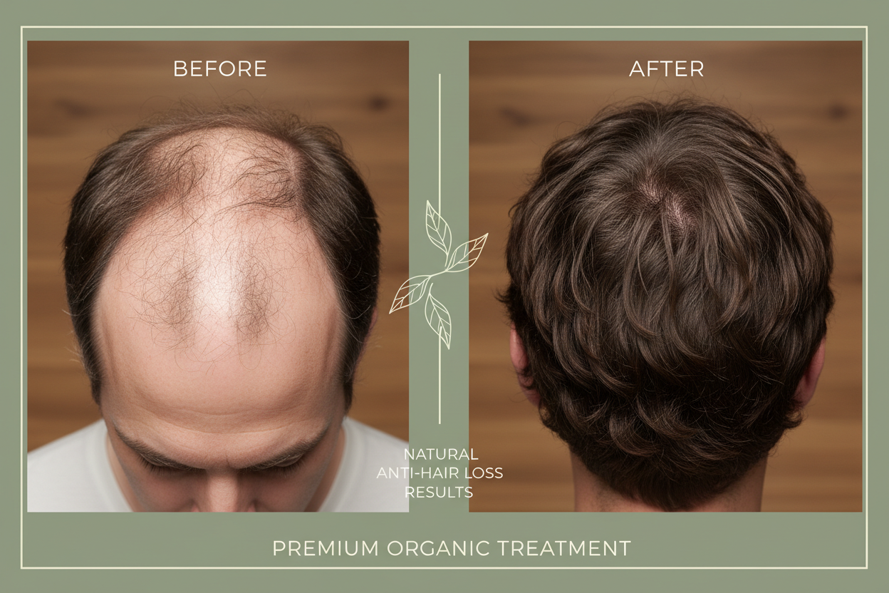 Prima e dopo shampoo anticaduta naturale - capelli diradati vs densi e forti