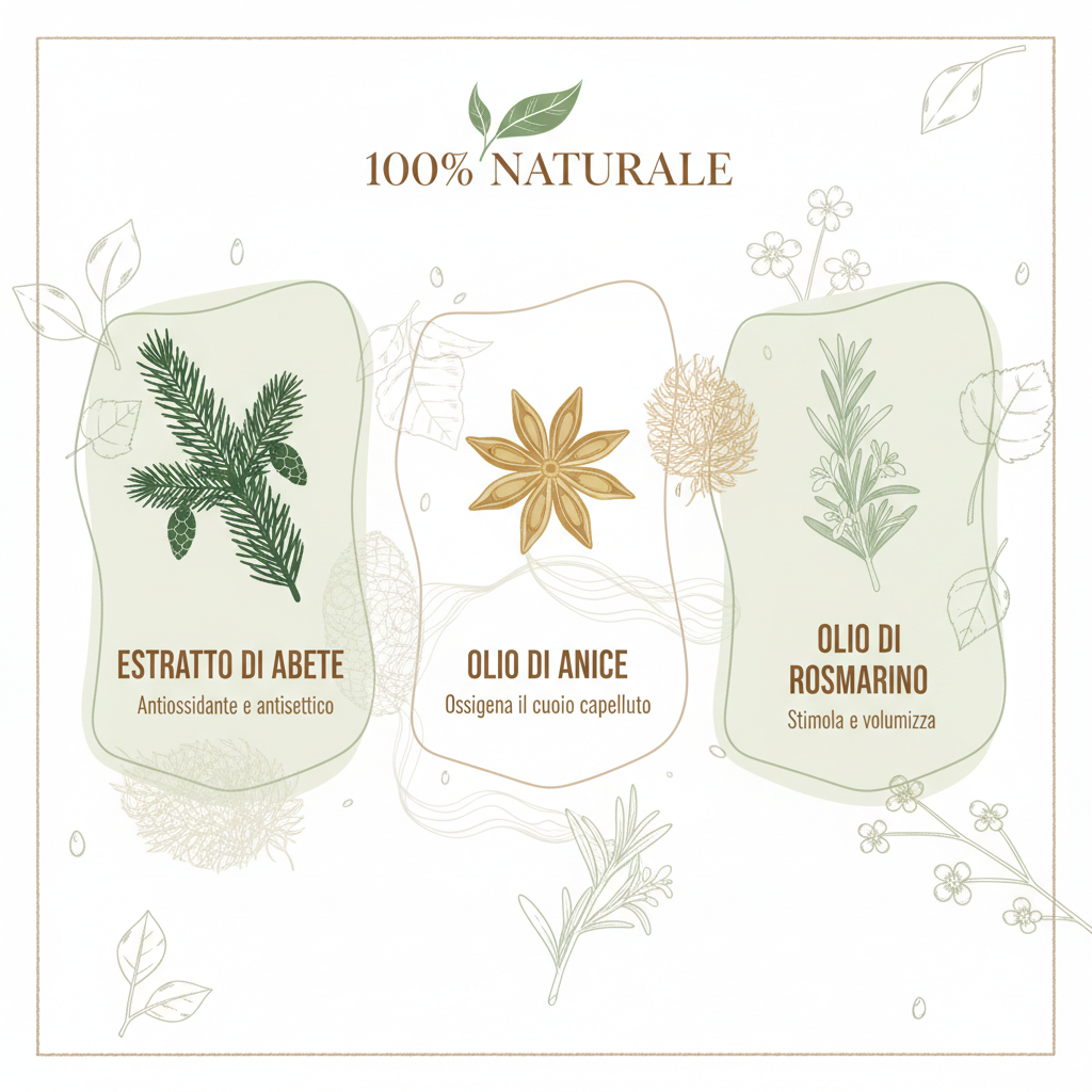 Infografica ingredienti naturali Kit DiksoNatura - Abete Anice Rosmarino 100% Bio