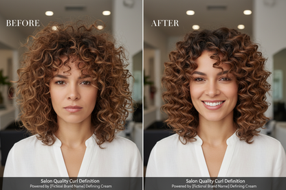 Prima e dopo crema definizione ricci - trasformazione da ricci indefiniti a perfettamente modellati