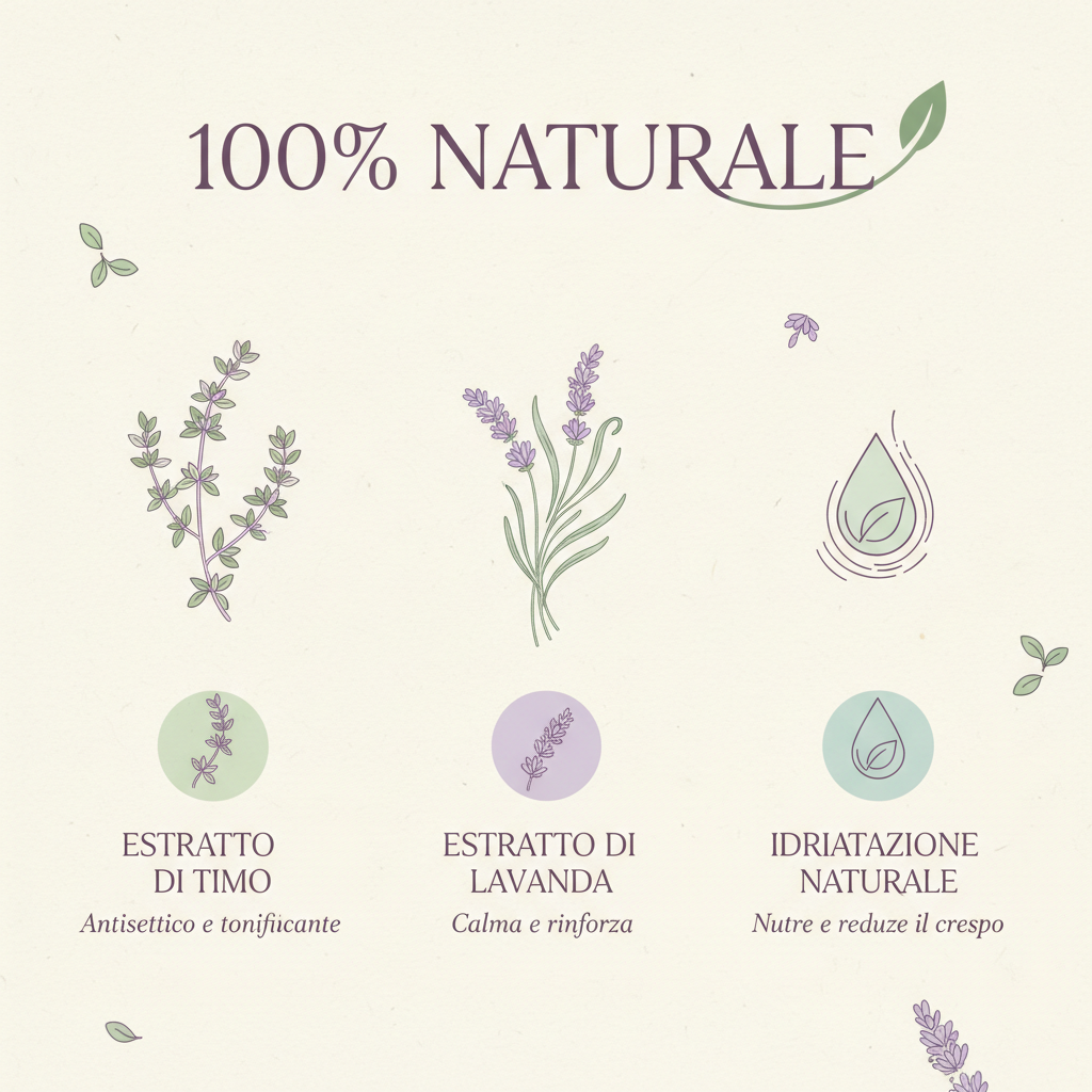 Infografica ingredienti naturali Kit DiksoNatura Normali - Timo Lavanda 100% Naturale