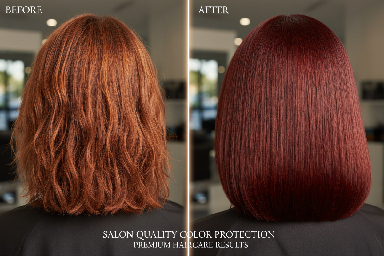 Prima e dopo maschera protettiva colore - trasformazione da colore sbiadito a brillante