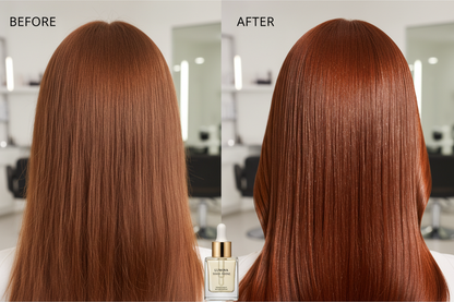 Prima e dopo siero sublimatore - trasformazione da capelli opachi a lucentezza estrema