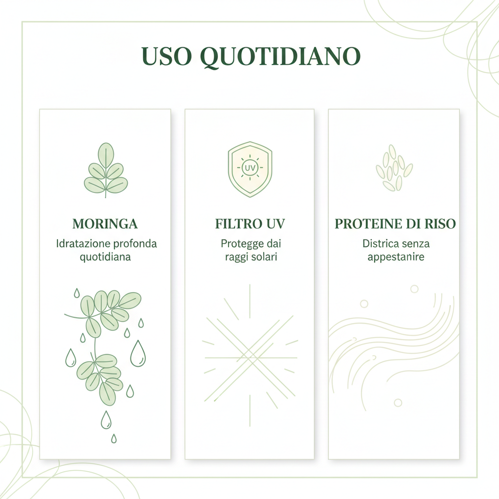 Infografica benefici Kit Daily - Moringa Filtro UV Proteine di Riso
