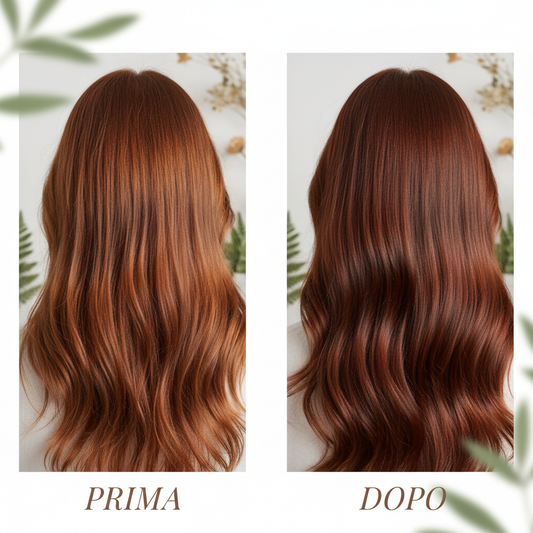 Trasformazione capelli colorati prima e dopo con Kit DiksoNatura Bio - da colore sbiadito a colore vibrante naturale