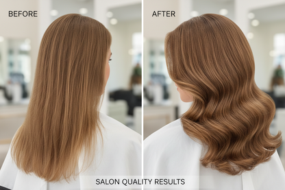 Prima e dopo fluido texturizzante - trasformazione da capelli piatti a voluminosi con corpo