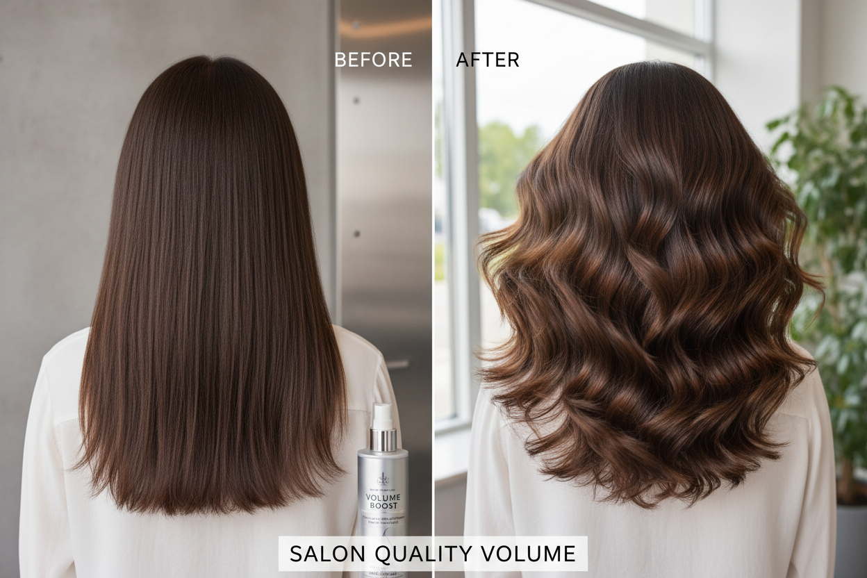 Prima e dopo spray volumizzante - capelli piatti vs voluminosi con corpo