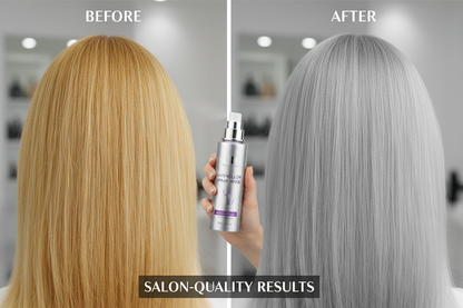 Prima e dopo spray antigiallo - trasformazione da biondo giallo a cenere perfetto