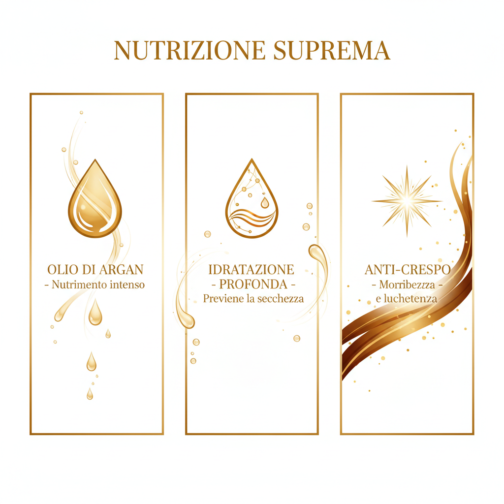Infografica benefici Kit Super Argan - Olio di Argan Idratazione Profonda Anti-Crespo