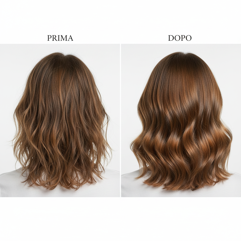 Trasformazione capelli prima e dopo con Kit Daily - da capelli opachi a capelli sani e luminosi