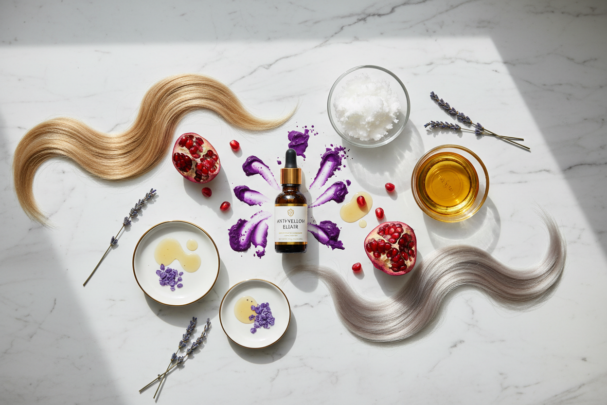 Ingredienti oil + violet: pigmenti viola, olio cocco, jojoba e melograno